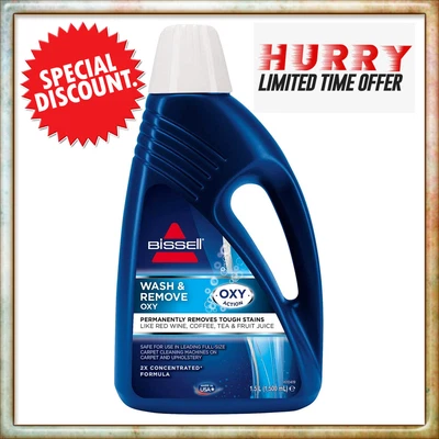 £18.99 • Buy Bissell Wash Remove Deep Clean Oxy 2X Concentrated Carpet Shampoo Cleaner 1.5L