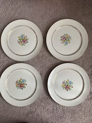 Vintage Derwood W S George Floral Set Of 4 Dinner Plates Made In USA 182B - 9  W • $15