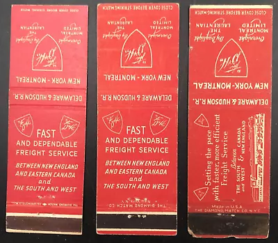 Lot Of 3 Different Vintage The D&H Delaware & Hudson Railway Matchbook Covers DH • $10.99
