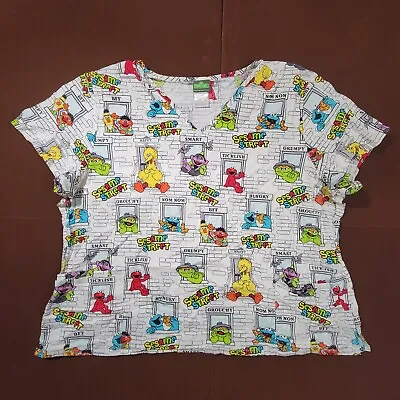 Sesame Street Scrub Top 3XL Big Bird Count Cookie Monster Elmo Oscar The Grouch • $29.99