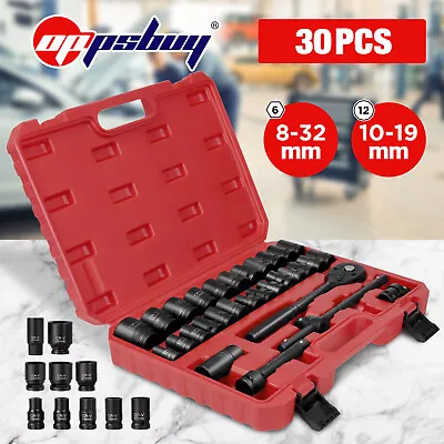 30pcs 8-32MM Drive Deep Impact Socket 1/2  Metric Workshop Garage Tools Set Kit • $62.99