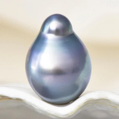 $66 • Buy 12.45cts Tahitian South Sea Pearl 15.60mm Charcoal Black Baroque 2.45g Undrilled