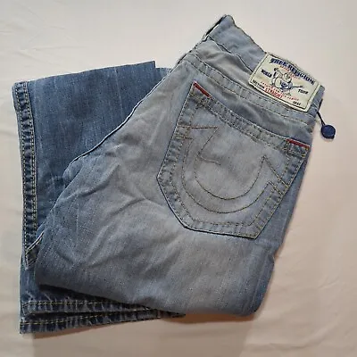 True Religion World Tour Straight Jeans Pants USA Made Size 32x31 Light Wash 30 • $34.99