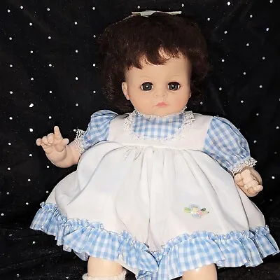 Vintage Madame Alexander Pussycat Baby Doll In Blue Gingham W/intermittent Cryer • $39.95