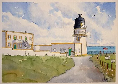 An Original Watercolour Painting Of  Todhead  Lighthouse Scotland. • £10