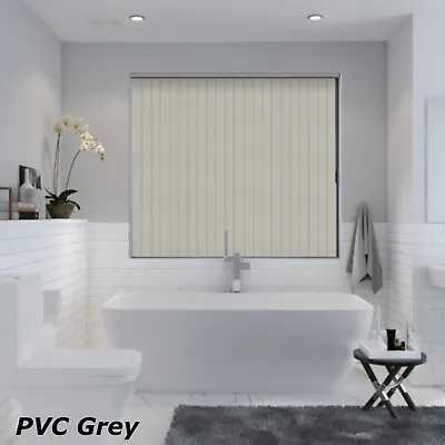 Tailor Made Blackout Vertical Louvre Blind Complete In Grey Pvc • £0.99