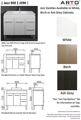 900mm Bathroom Vanity Cabinet With Ceramic Basin Top On Legs. #JZ 90E • $610