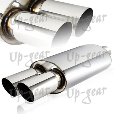 Universal 3  Dual Slant Tip Stainless Steel Weld-on Exhaust Muffler 3  Inlet • $47.50