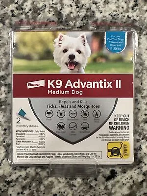 K9 Advantix II Flea Medicine For Medium Dogs- 2 Month Supply Pack - 11-20 Lb Dog • $21.99