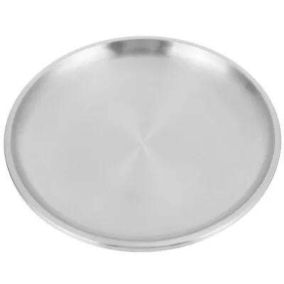  Stainless Steel Food Tray Dessert Plate Fruit Serving Tray Round Meal Storage • $12.91