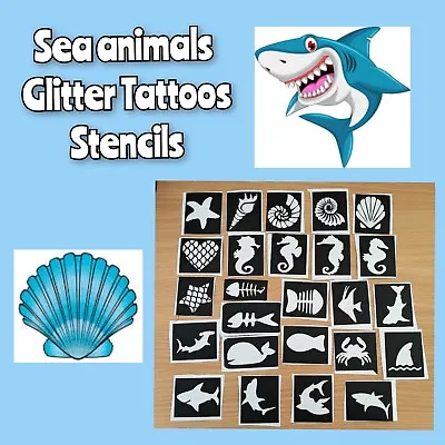 £0.99 • Buy Glitter Tattoo / Face Paint Stencils. Sea Animals Sharks   X 15+ Children Birth
