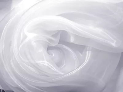 A16(Sell Per Yard) White Crystal Mirror Organza Sheer Polyester Fabric Material • $2.49