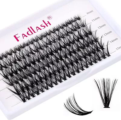 Fadlash Cluster Eyelash Natural Curl Lash Individual Lashes Thick False Lashes • £6.99