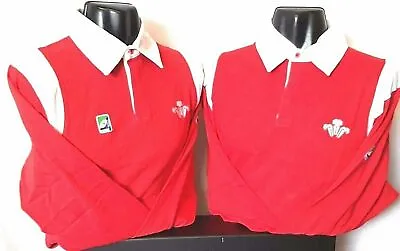 Men's Wales Welsh Rugby Top Polo Shirt Red Long Sleeve SALE WAS £30 NOW £15  • £15