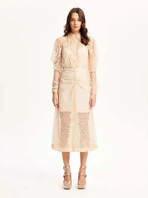 Bnwt Alice Mccall Chai Latte Moon Landing Midi Dress -size 12 Au/8 Us (rrp $499 • $220