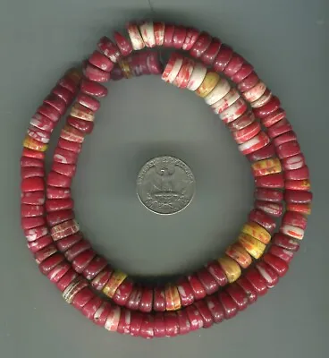 African Trade Beads Vintage Bohemian Czech Old Pressed Glass Disk Beads • $27