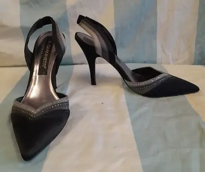 Stunning Satin Shoes Diamante Decoration A GIANNETTI Size 38 Hardly Worn • £15.75