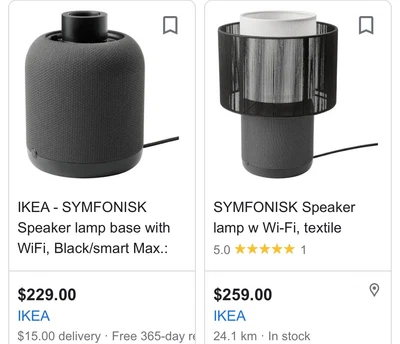$105 • Buy IKEA SONOS WiFi Speaker Black Lamp Bedroom Lounge