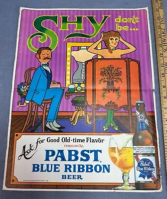 Vintage 1960's Pabst Blue Ribbon Beer Advertising 17  Poster  Don't Be Shy  • $13.50