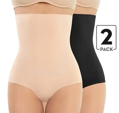 2x Womens Magic High Waist Slimming Underwear Knickers Briefs Firm Tummy Control • £7.64