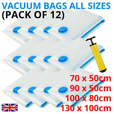 12 X Strong Vacuum Storage Space Saver Saving Vacum Vaccum Large Organiser Bags • $14.25