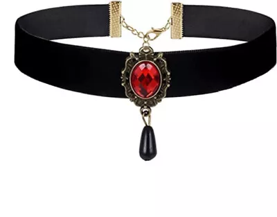 Gothic Victorian Black Lace Choker Necklace Tassel Chain Steampunk NWT 5811 • $11.92