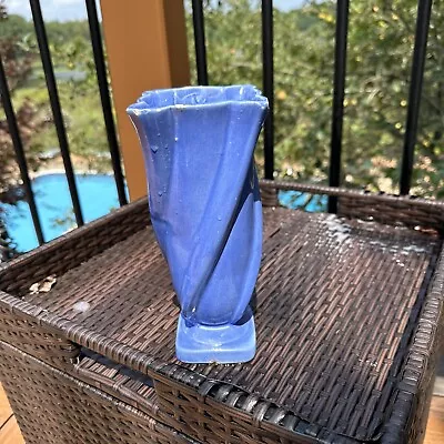 Vintage Art Deco Pale Blue Vase USA Pottery 9 X4  • $10