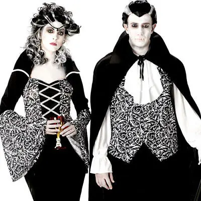 Royal Vampires Adults Fancy Dress Spooky Dracula Womens Mens Halloween Costumes • £14.99
