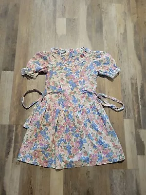 Vintage Girl's Floral Roses Dress Cottage Core Girls Size 12 Collared Dress • $22.40