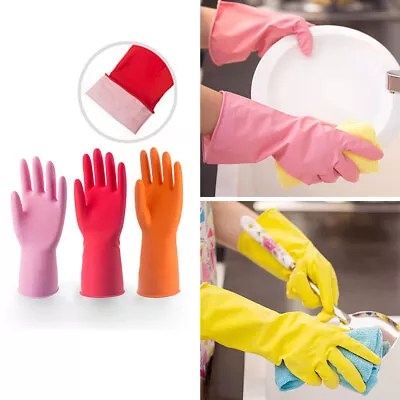 Rubber Gloves S/M/L/Long Sleeve Household Washing Up Kitchen Cleaning • £2.99