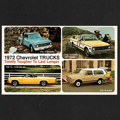1972 Chevrolet 4 Trucks El CAMINO Pickups Blazer: Original Dlr Postcard UNUSED • $13.54