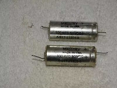 2 X Mallory Capacitor Pulls 100 MFD X 50 VDC  (4 Offers Available) • $12