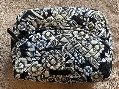 Vera Bradley  Black Blue Gray White Large Cosmetic Pouch Travel Bag 12x8X4 • $5.99