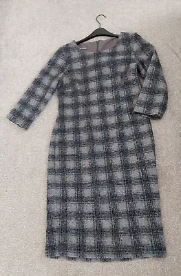 Beautiful Laura Ashley Navy Grey Wool Mix Shift Dress Size 10 • £5