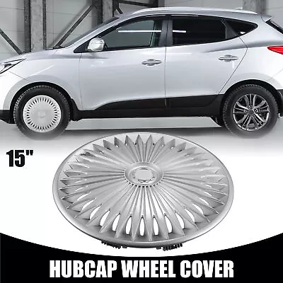 1Pc Fits 15  Universal Car Hubcap Wheel Cover Tire Rim Cap Cover Silver Tone • $118.40