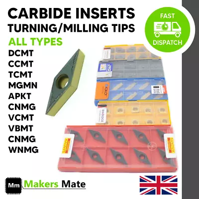 Carbide Inserts Indexable Tips For Turning & Milling - CCMT DCMT MGMN TCMT Lathe • £8.95