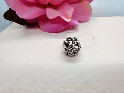 PANDORA Heart Of Romance Charm Silver 14K Gold 792108CZ Two Tone  Love Open • $49