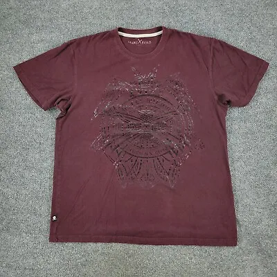 Marc Ecko Shirt Men XL Red Burgundy Graphic Tee Short Sleeve Hell's Minion Patch • $11.19