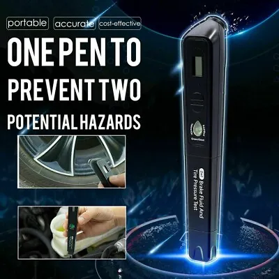 Auto Car Brake Fluid-Tyre Pressure Digital LCD Tester Pen Diagnostic Tool 2 In 1 • $16.21