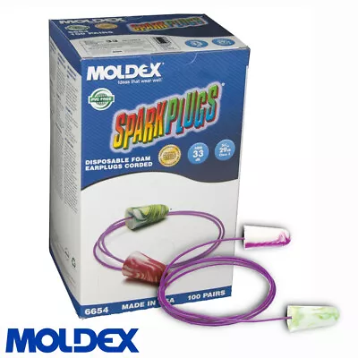 Moldex 6654 SparkPlugs 33dB Disposable Foam Corded Ear Plugs (Pick Total Pairs) • $12.25