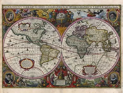 Home Wall Art Print - Vintage Map Poster - WORLD MAP 1630 - A4A3A2A1A0 • £6.99