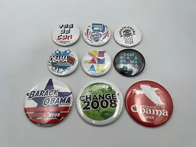 Lot Of 9 2008 President Campaign Barack Obama Round Pinback Button Pin 2.25 /3  • $6.50