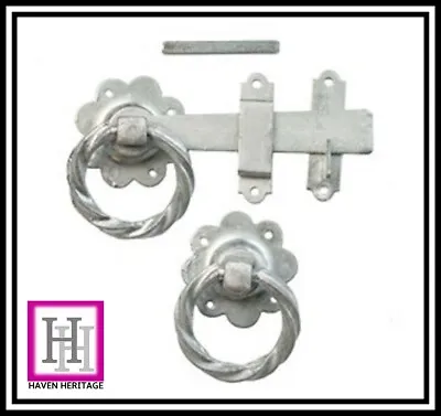 6  GALVANISED TWISTED RING Gate Latch HEAVY DUTY Garden Catch Lock D1 • £7.99