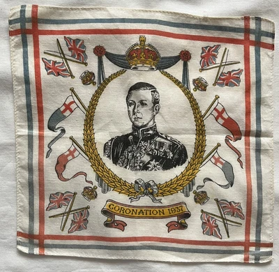 £5 • Buy Vintage King Edward VIII 1937 Coronation Handkerchief.
