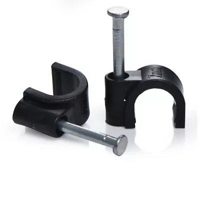 £4.02 • Buy Black Round PVC Plastic Nail-in Cable Clips Fixings 100 Pack 3.5mm To 16mm
