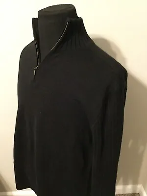 Mossimo VINTAGE Men's L Pullover Sweater Ribbed Knit Black 1/4 Zip NWOT • $29.99