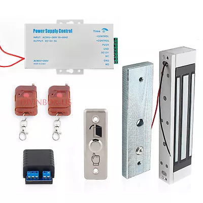  Door Entry Access Control System Electric Magnetic Lock 350lb 180kg 2 Remotes • £80.98