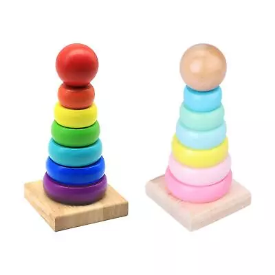 Baby Stacking Rings Toy Rainbow Rings Stacker Color Sorting Toy Developmental • £8.80