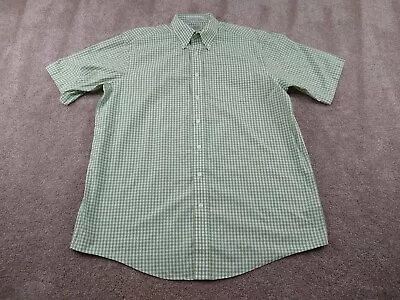 L.L. Bean Shirt Men Large Tall Green Short Sleeve Button Up Cotton • $12.60