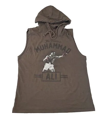 Muhammad Ali Men's Size XL The Greatest Boxer Sleeveless Brown Boxing Hoodie • $39.99